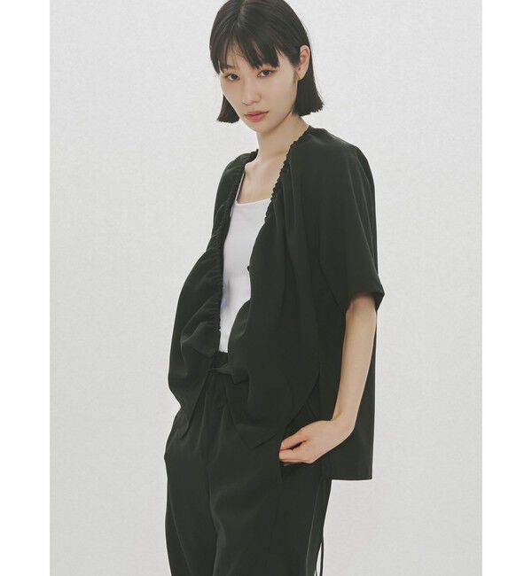 MIDIUMISOLID「MIDIUMISOLID for Ladies ノーカラードローストリングシャツ」|シャツ・ブラウス|