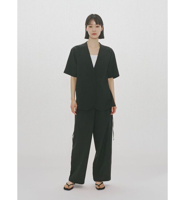 MIDIUMISOLID「MIDIUMISOLID for Ladies ノーカラードローストリングシャツ」|シャツ・ブラウス|