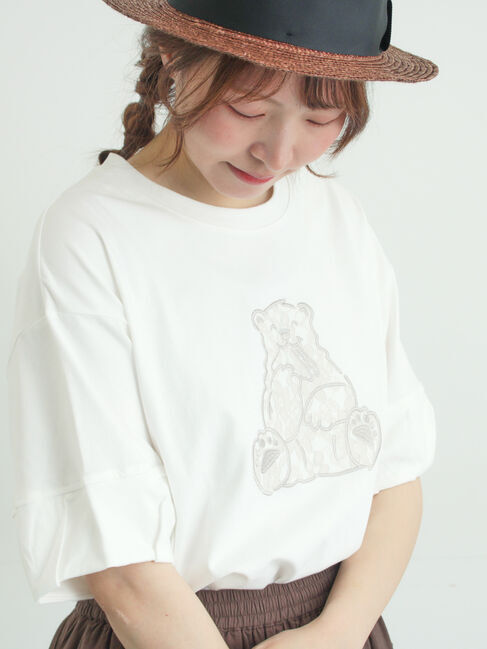 Samansa Mos2「【メルヘン&times;Samansa Mos2】レース貼りTシャツ」|Tシャツ・カットソー|