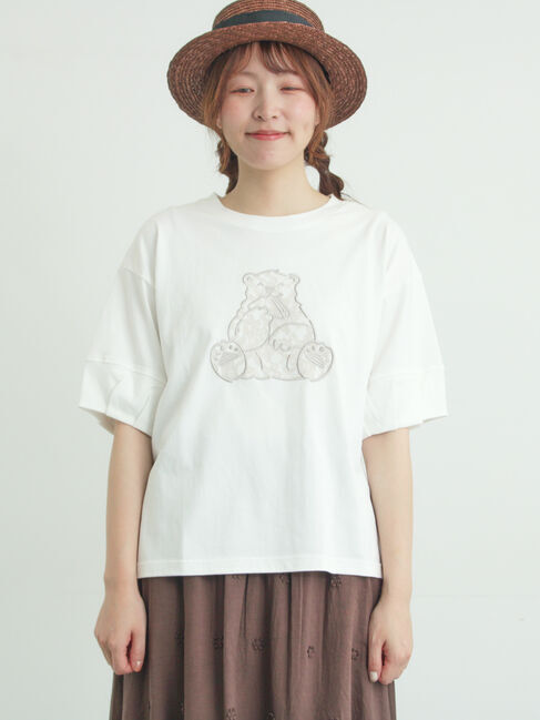 Samansa Mos2「【メルヘン&times;Samansa Mos2】レース貼りTシャツ」|Tシャツ・カットソー|