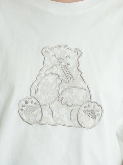 Samansa Mos2「【メルヘン&times;Samansa Mos2】レース貼りTシャツ」|Tシャツ・カットソー|