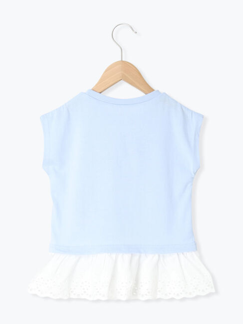 Samansa Mos2 Lagom「【吸水速乾】裾レースフレンチスリーブTシャツ」|Tシャツ・カットソー|