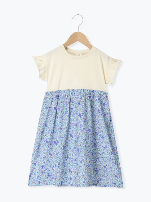Samansa Mos2 Lagom「☆花柄ドッキングワンピース」|ワンピース|ブルー