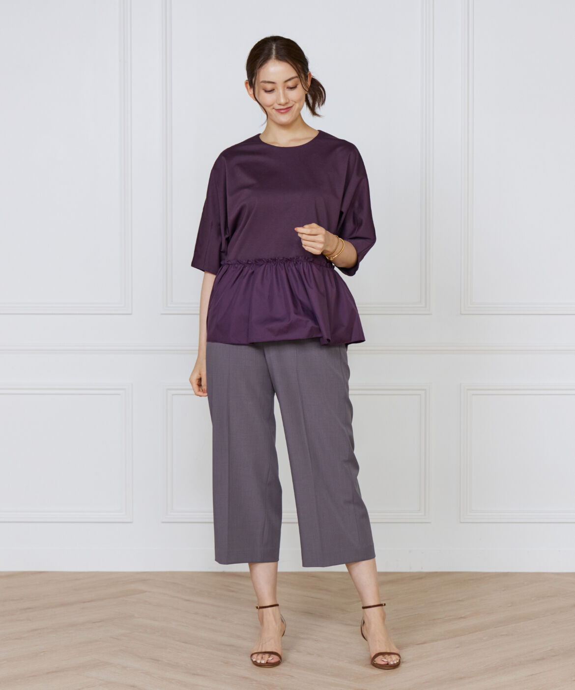 Le Souk「異素材フリルカットプルオーバー」|Tシャツ・カットソー|