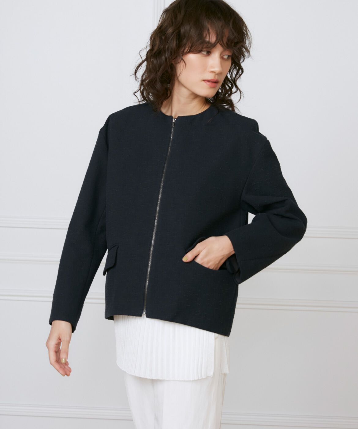 INED「《大きいサイズ》フロントジップブルゾン《la veille by SUPERIOR CLOSET》」|その他|