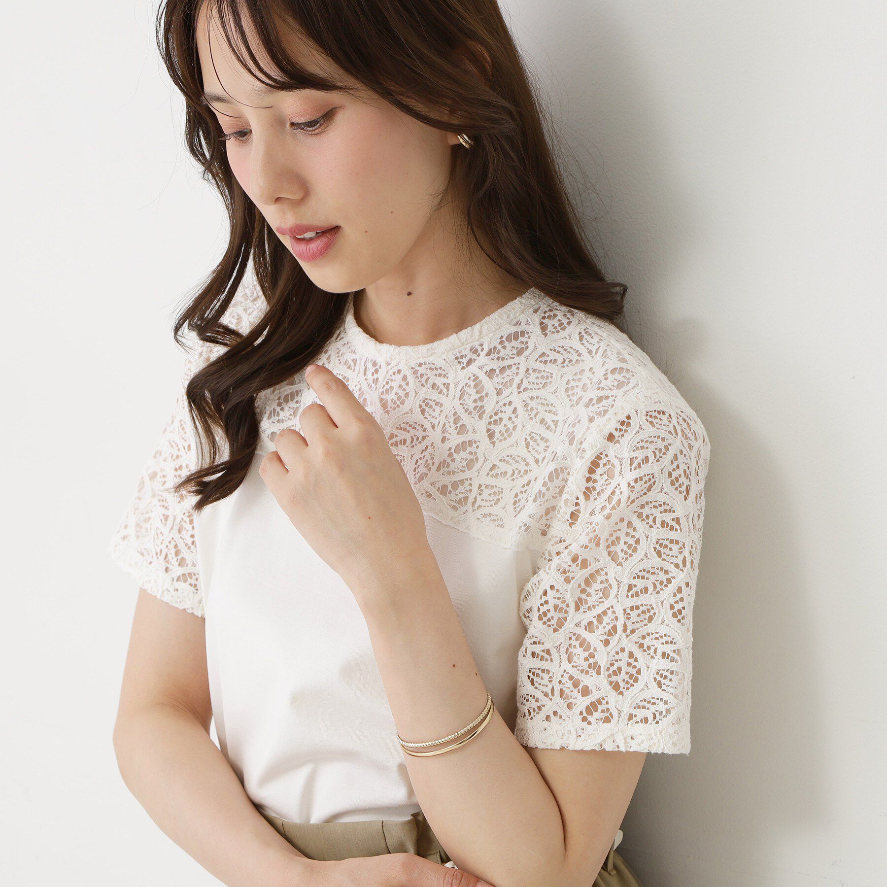 COUP DE CHANCE「【手洗い可／日本製】ラッセルレースプルオーバー」|Tシャツ・カットソー|