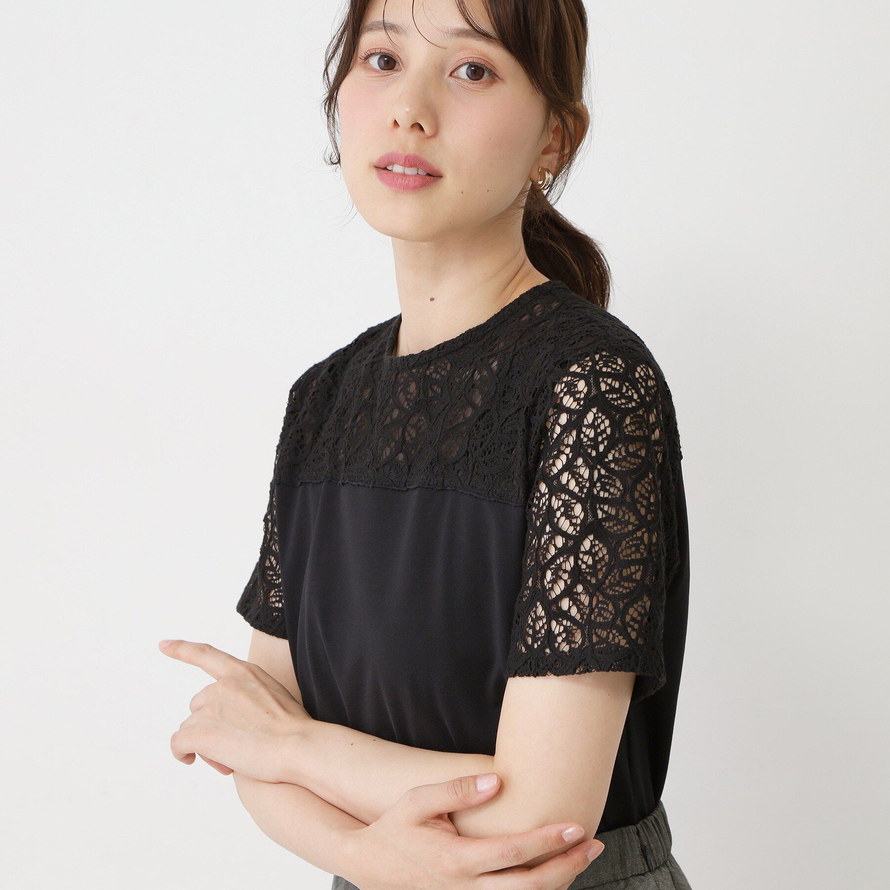 COUP DE CHANCE「【手洗い可／日本製】ラッセルレースプルオーバー」|Tシャツ・カットソー|
