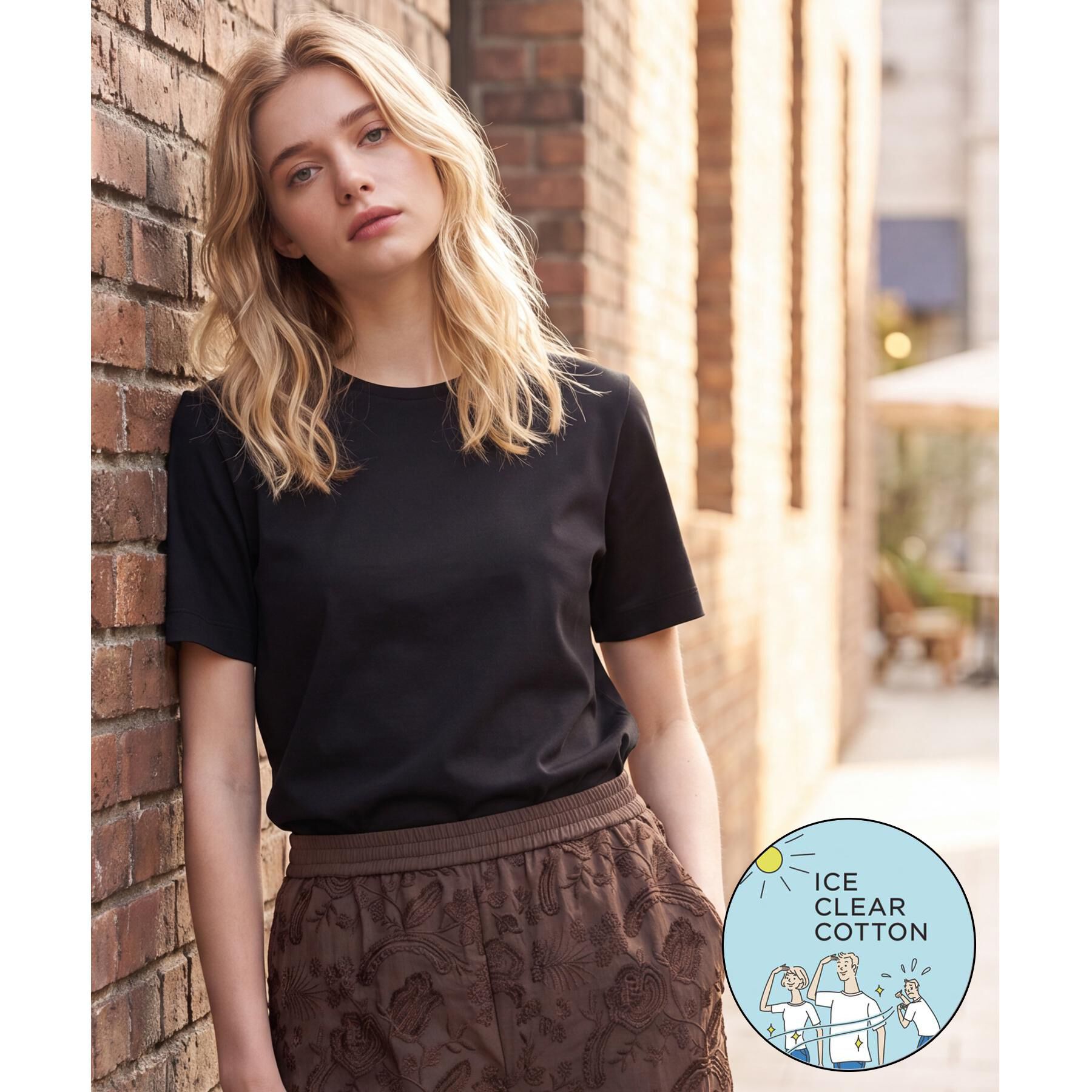 DRESSTERIOR「【接触冷感／抗菌防臭／消臭】アイスクリアコットンTシャツ」|Tシャツ・カットソー|ブラック(019)