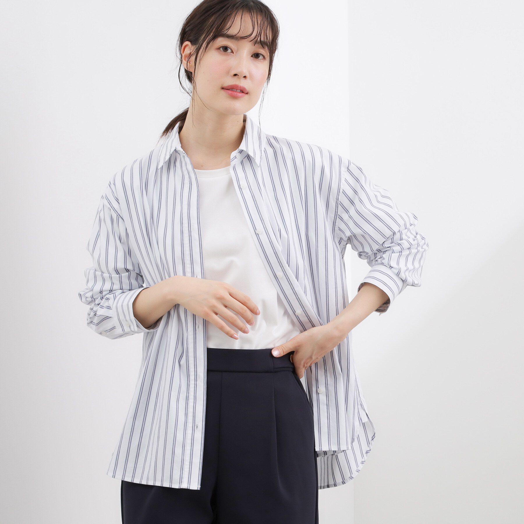 grove「羽織としても大活躍！驚きの伸びを備えたコットンナイロンストレッチシャツ」|シャツ・ブラウス|
