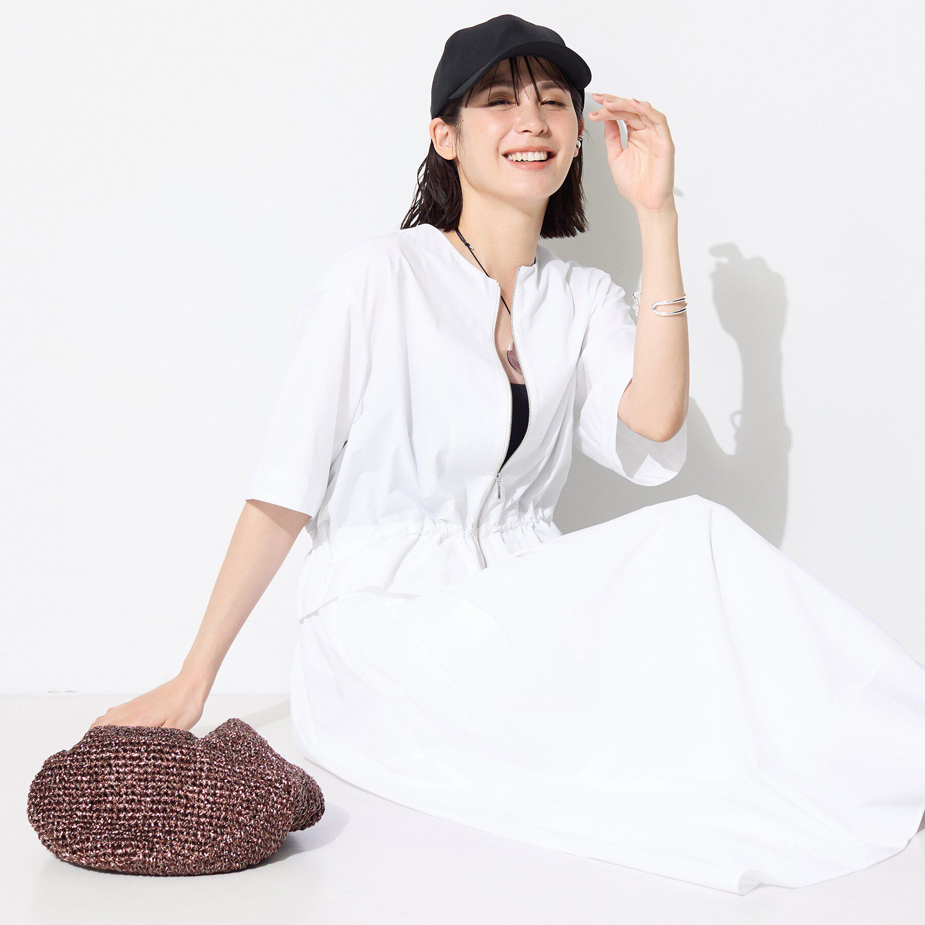 INDIVI「【撥水／UVケア／SETUP可能】軽量5分袖ライトブルゾン」|ブルゾン・スタジャン|