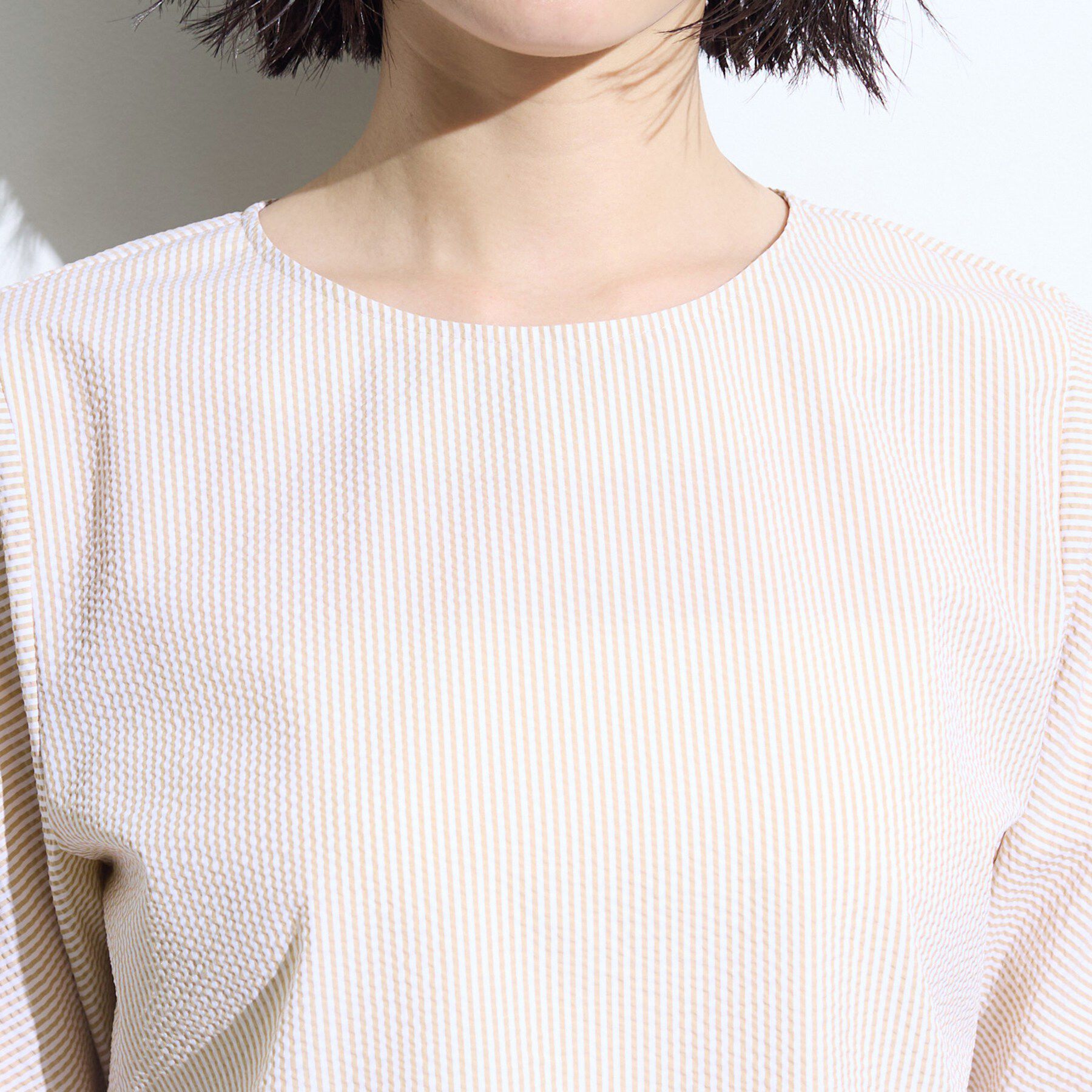 INDIVI「【撥水／UVケア】ねじり袖サッカートップス」|Tシャツ・カットソー|