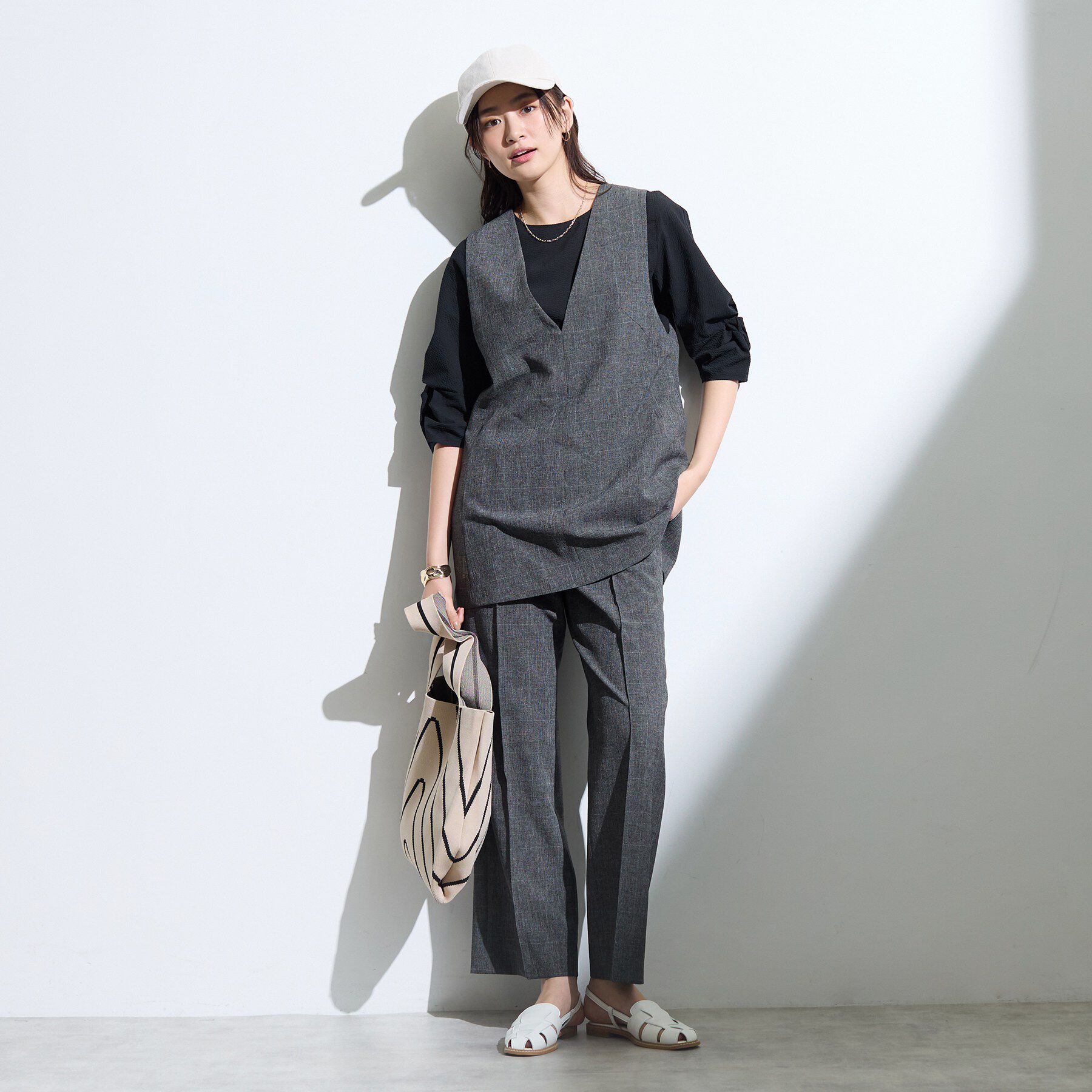 INDIVI「【撥水／UVケア】ねじり袖サッカートップス」|Tシャツ・カットソー|