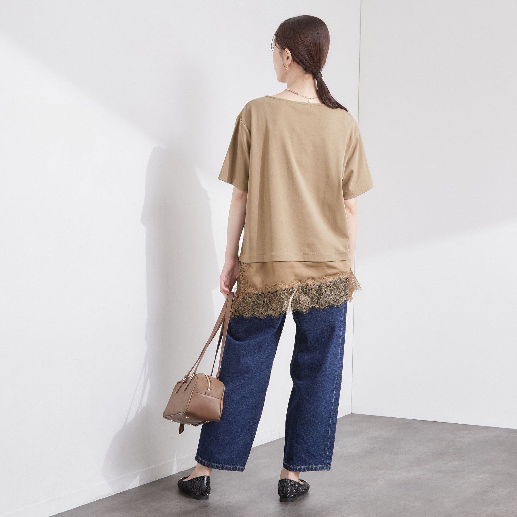 OPAQUE.CLIP「裾レースアシメカットソー【洗濯機OK】」|Tシャツ・カットソー|