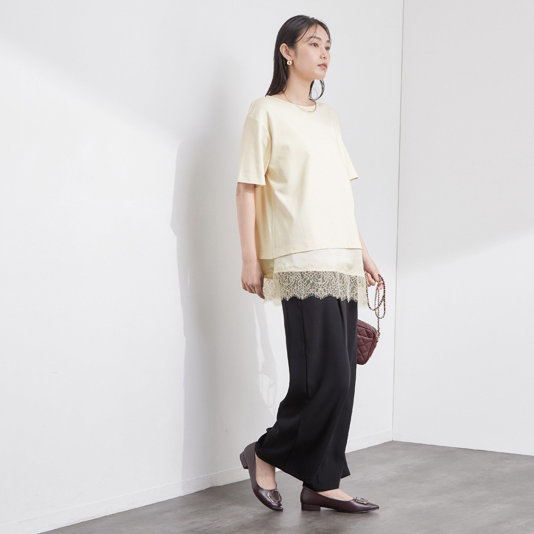 OPAQUE.CLIP「裾レースアシメカットソー【洗濯機OK】」|Tシャツ・カットソー|