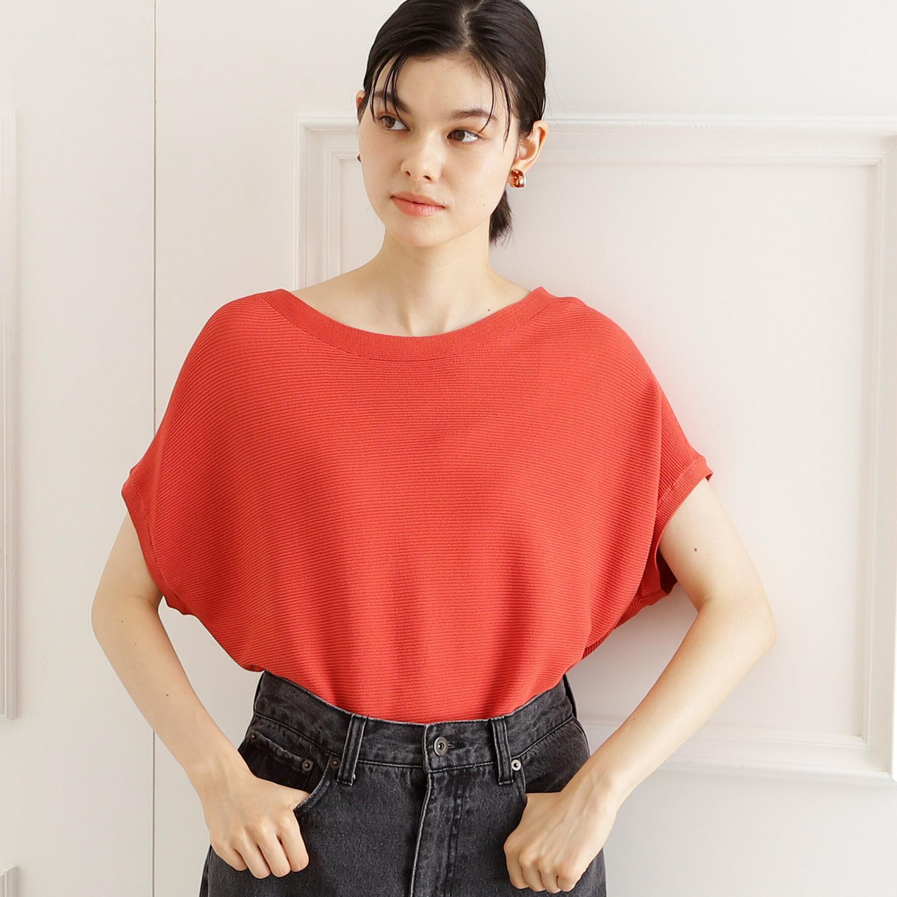 THE SHOP TK「【6色展開】さらさらフレンチニット【毛玉になりにくい/洗濯機OK】」|ニット・セーター|オレンジ(067)