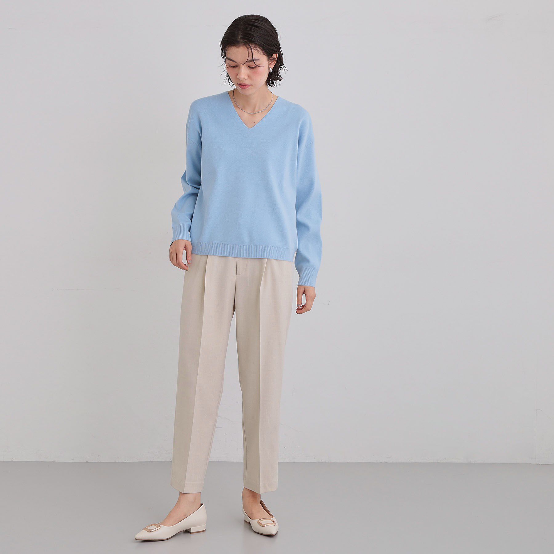 THE SHOP TK「【S-XLサイズ/上品見えが叶う】Vネックニット/洗濯機OK」|ニット・セーター|
