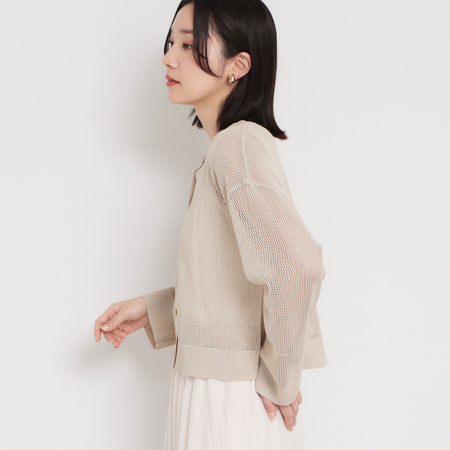 THE SHOP TK「【2点セット】前後2wayラメメッシュタンクセット」|カーディガン|