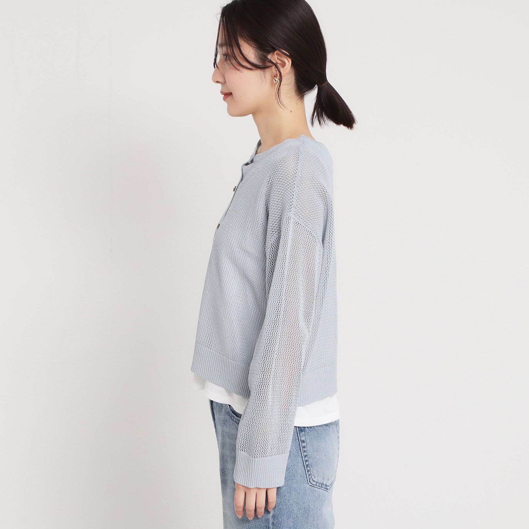 THE SHOP TK「【2点セット】前後2wayラメメッシュタンクセット」|カーディガン|