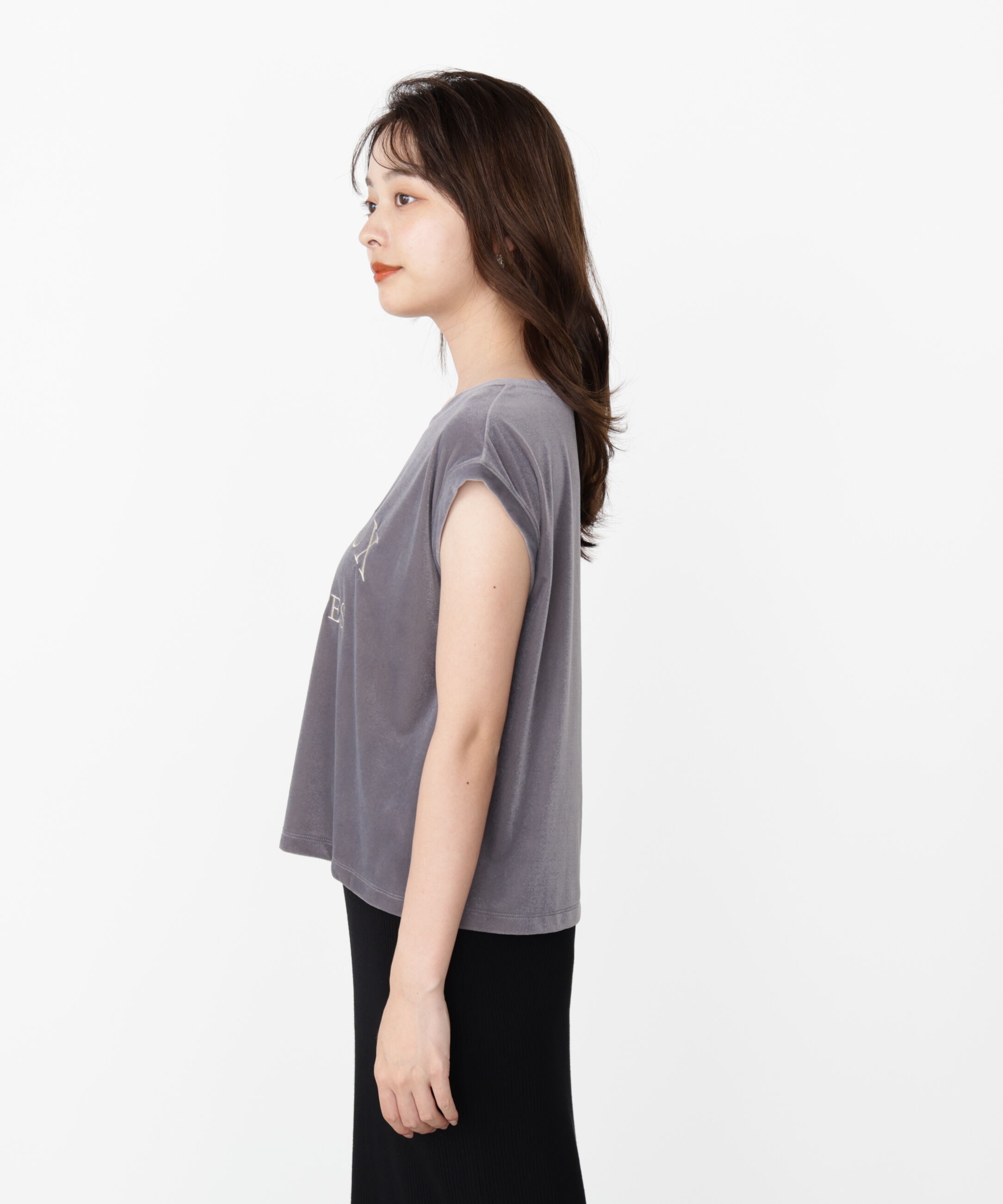 PROPORTION BODY DRESSING「＜ハンドウォッシャブル＞シアーベロア刺繍Tシャツ」|Tシャツ・カットソー|