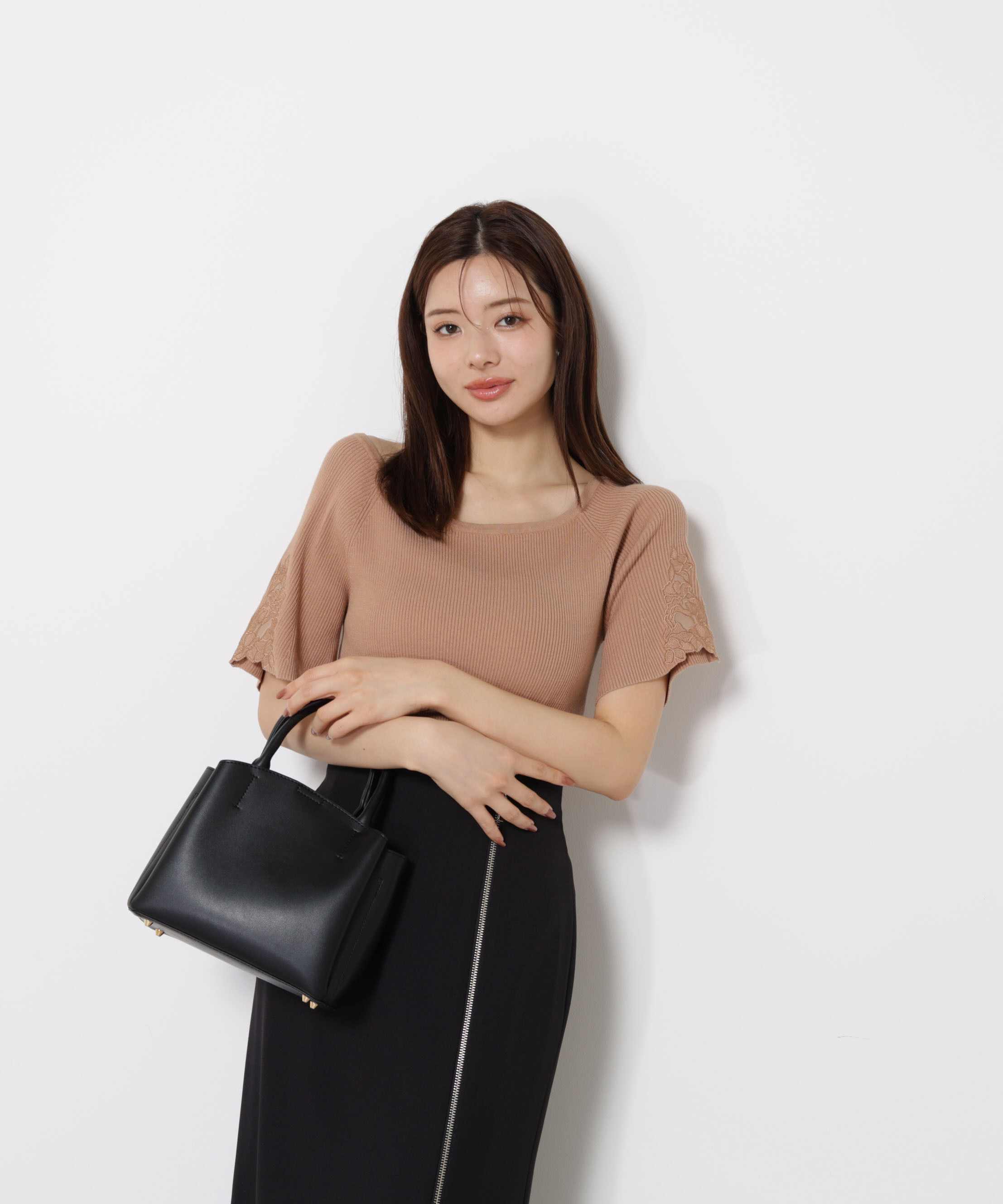 PROPORTION BODY DRESSING「エンブロイダリースリーブニット」|ニット・セーター|ベージュ
