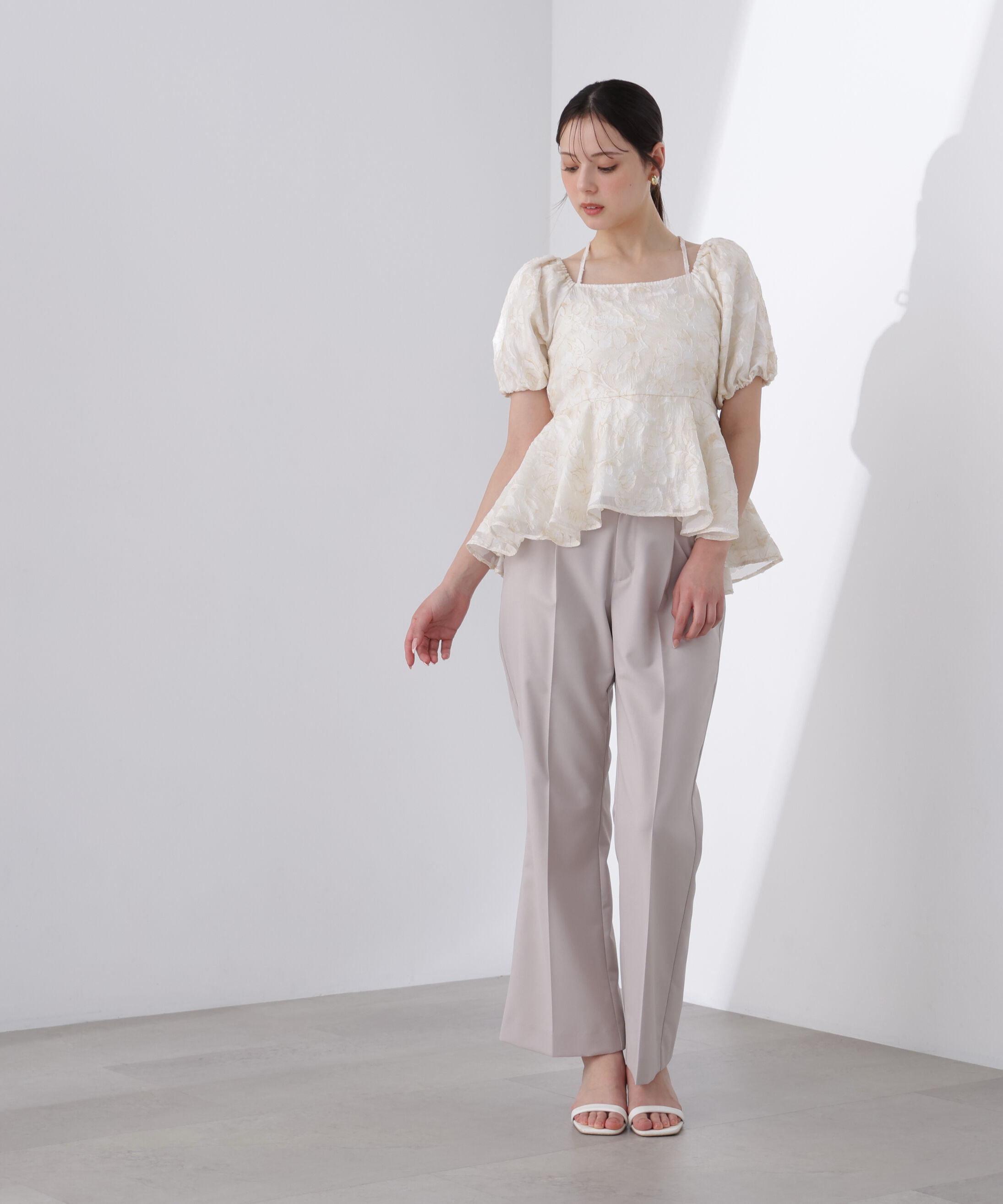 PROPORTION BODY DRESSING「バルーンスリーブペプラムセットアップ」|ワンピース|ベージュ