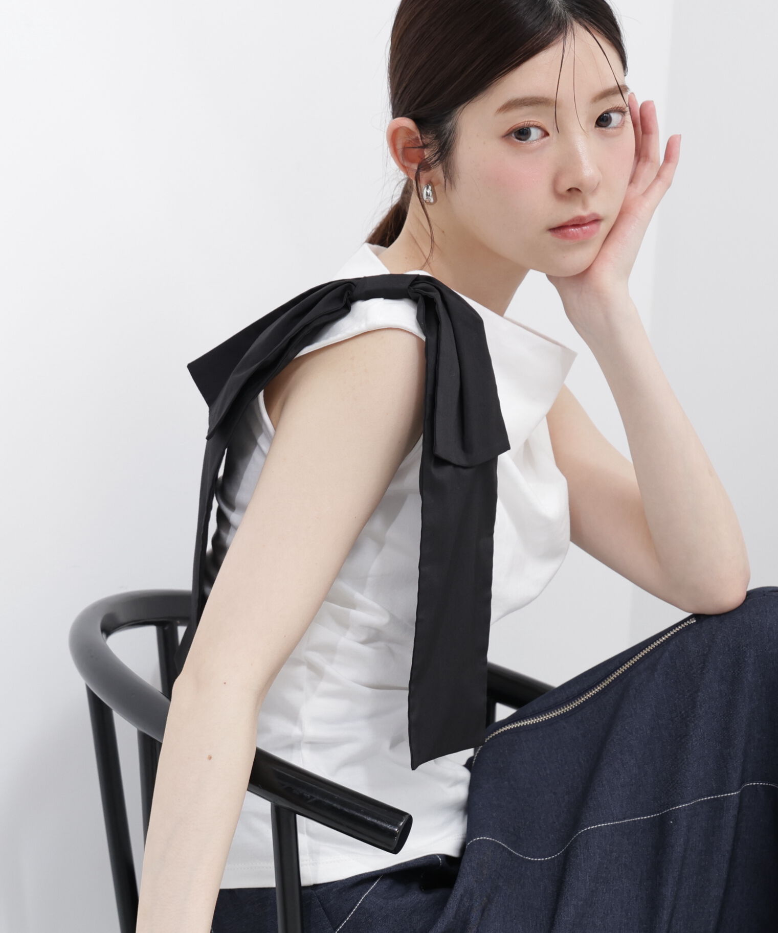 PROPORTION BODY DRESSING「アシメリボンカットソー」|Tシャツ・カットソー|エクリュ&times;ブ  1