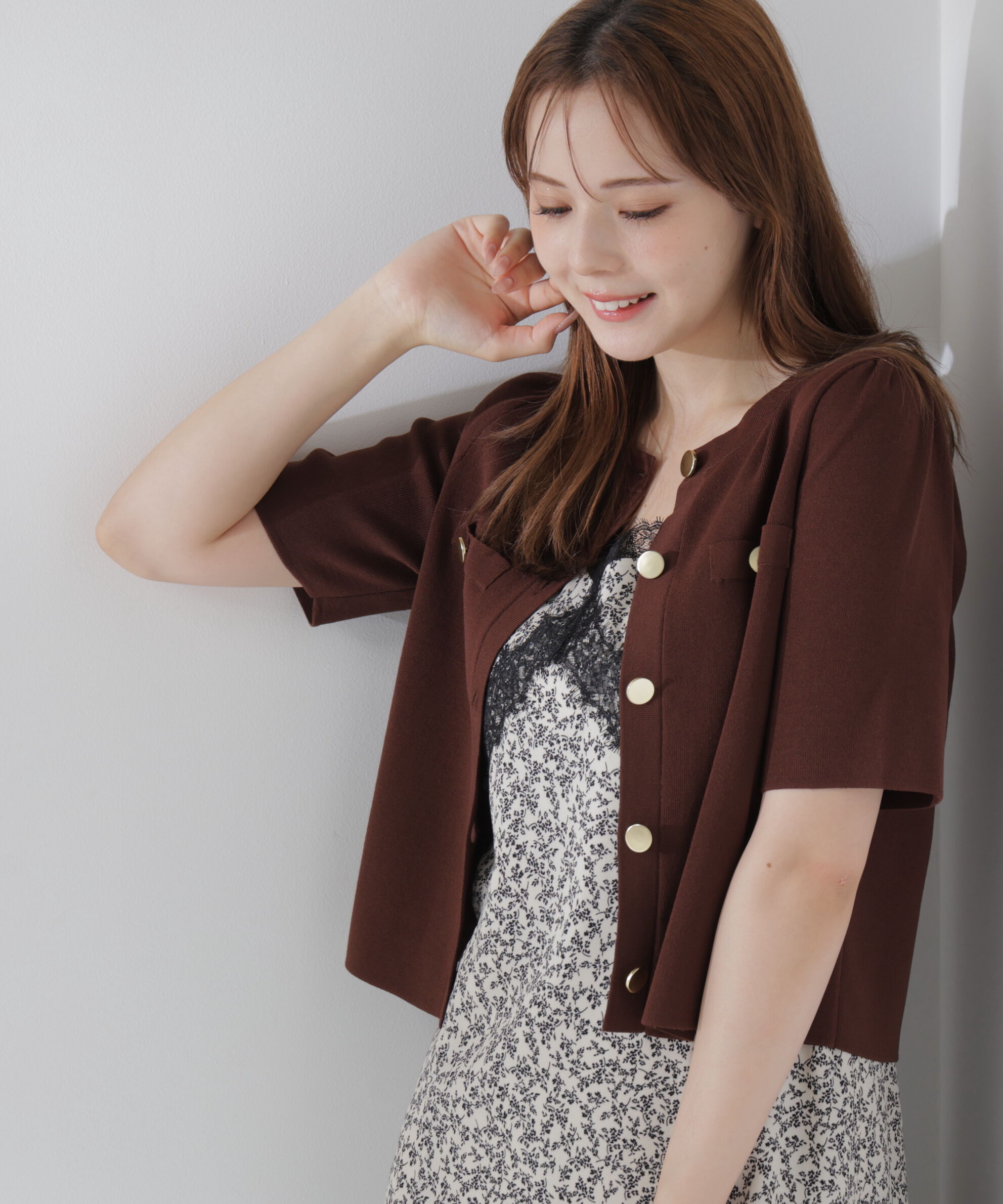 PROPORTION BODY DRESSING「半袖ニットジャケット」|カーディガン|