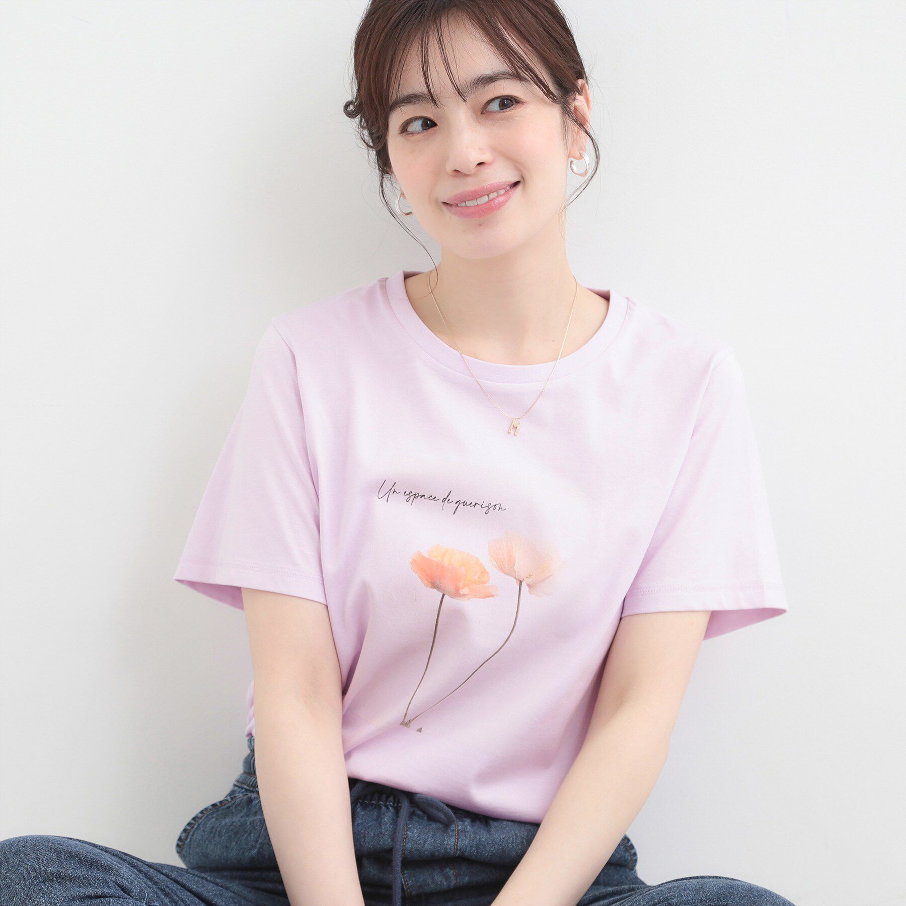 SHOO･LA･RUE「【S-LL/プチプラ/柄が選べる】上品プリントTシャツ」|Tシャツ・カットソー|ライトピンク(170