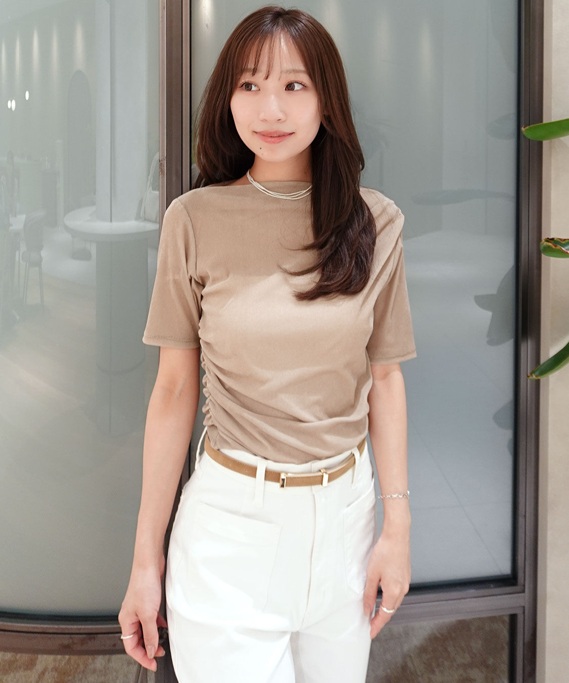 COCO DEAL「フロッキーチュールドレープトップス」|Tシャツ・カットソー|