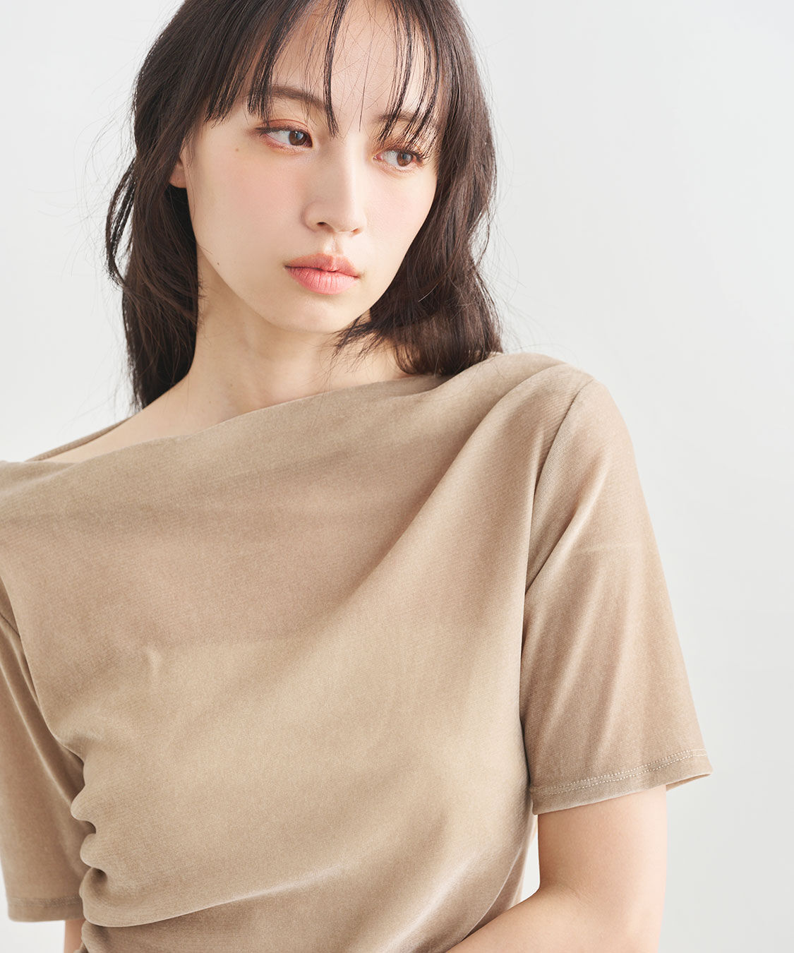 COCO DEAL「フロッキーチュールドレープトップス」|Tシャツ・カットソー|