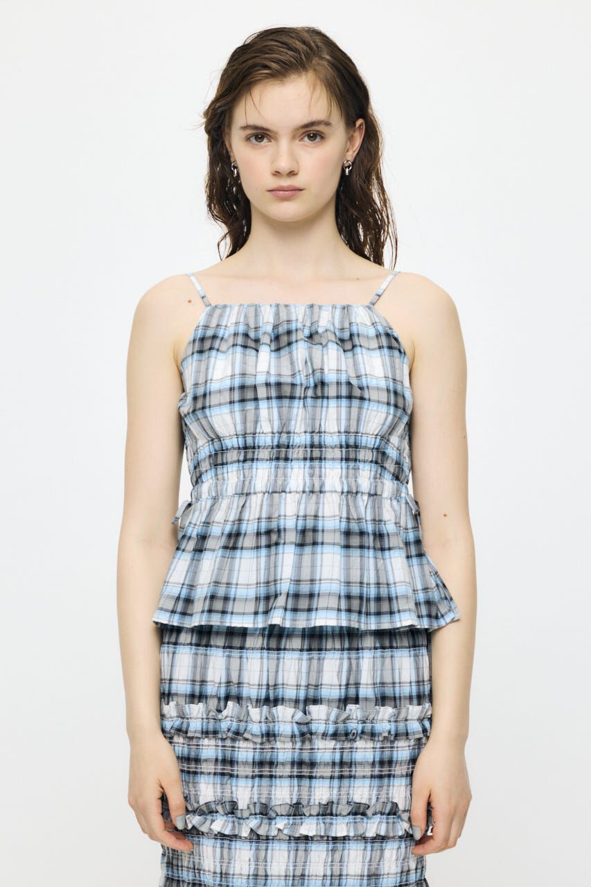 MOUSSY「PLAID GATHER キャミ」|キャミソール|柄WHT5