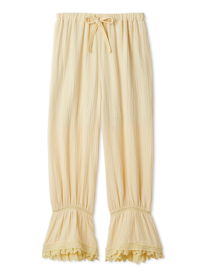 SNIDEL HOME「コットンガーゼロングパンツ」|ルームウェア|YEL