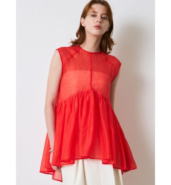 ELENDEEK「SHEER PEPLUM BL」|シャツ・ブラウス|レッド