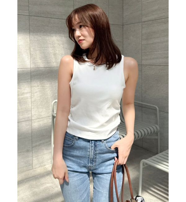 dazzlin「【吉田朱里】涼感加工ギャザーノースリリブトップス」|タンクトップ|