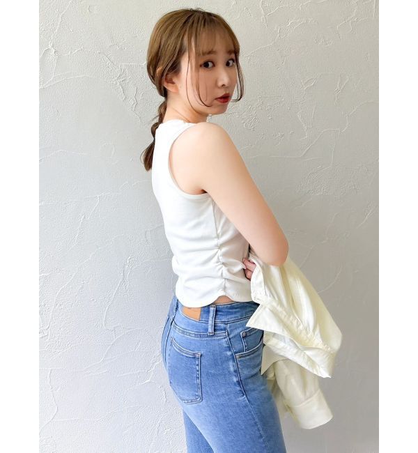 dazzlin「【吉田朱里】涼感加工ギャザーノースリリブトップス」|タンクトップ|