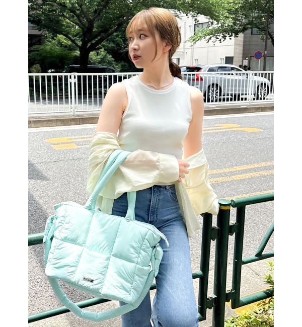 dazzlin「【吉田朱里】涼感加工ギャザーノースリリブトップス」|タンクトップ|