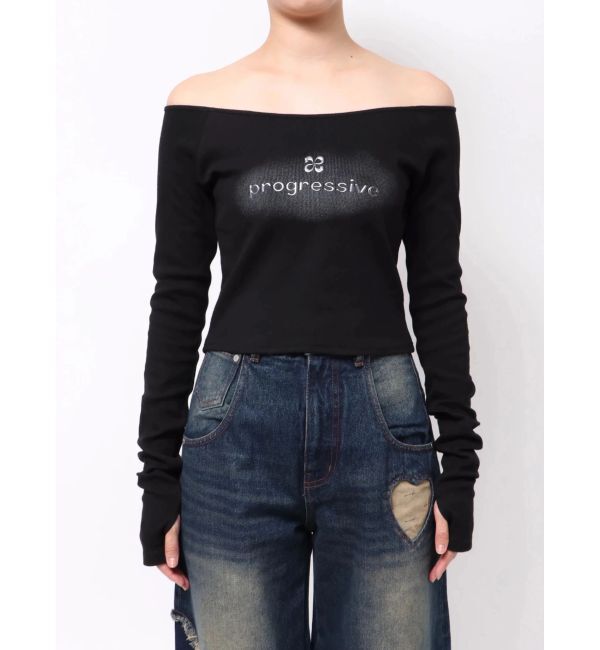 EMODA「ロゴクロップドロングスリーブTシャツ」|Tシャツ・カットソー|