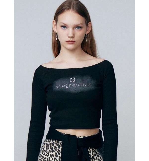 EMODA「ロゴクロップドロングスリーブTシャツ」|Tシャツ・カットソー|
