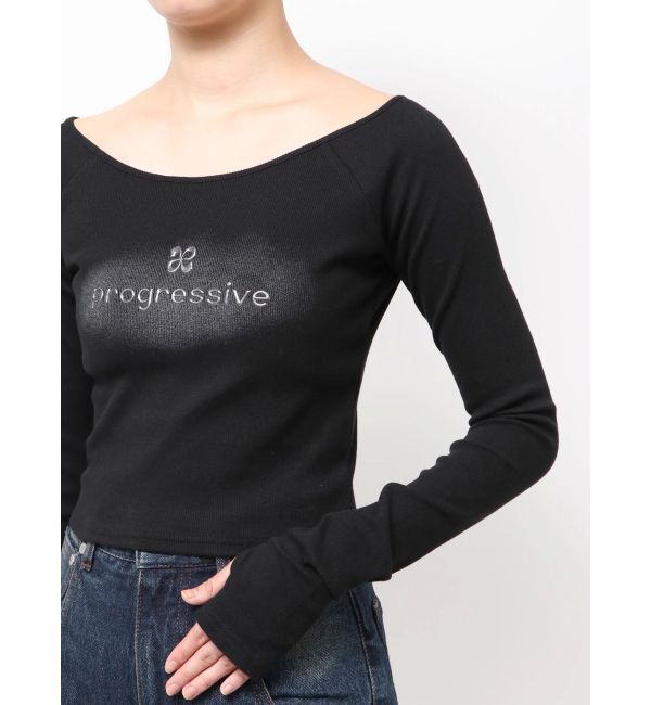 EMODA「ロゴクロップドロングスリーブTシャツ」|Tシャツ・カットソー|