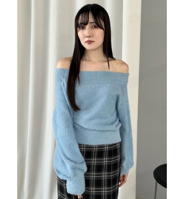 MERCURYDUO「【追加生産】ミニシャギーオフショルニット」|ニット・セーター|