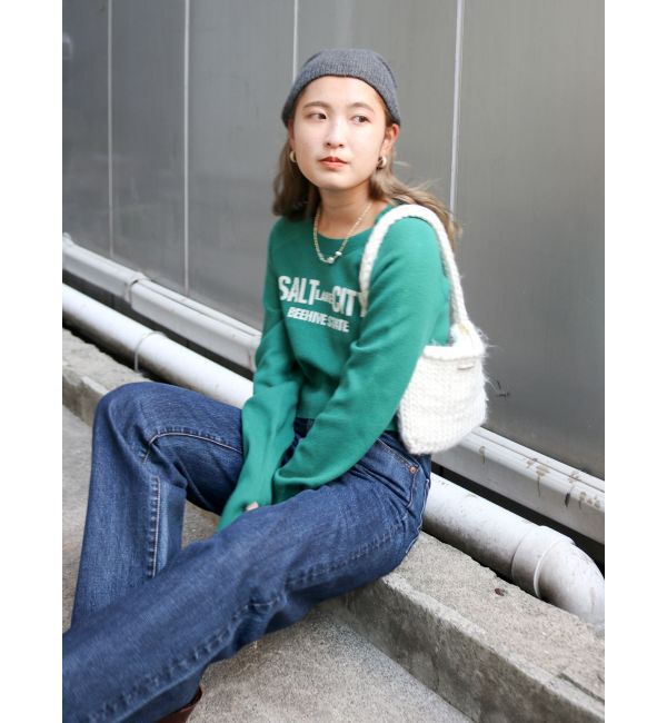 Ungrid「【WEB限定】ラグランロゴショートニット」|ニット・セーター|グリーン