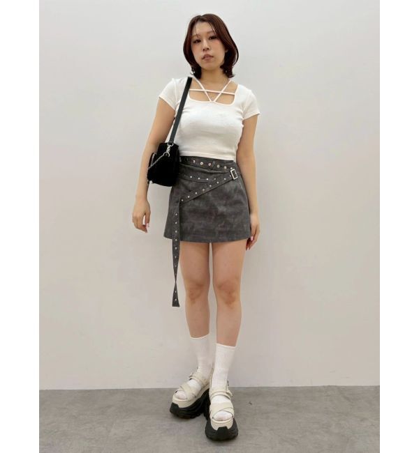 EVRIS「デコルテデザインショートトップス」|Tシャツ・カットソー|