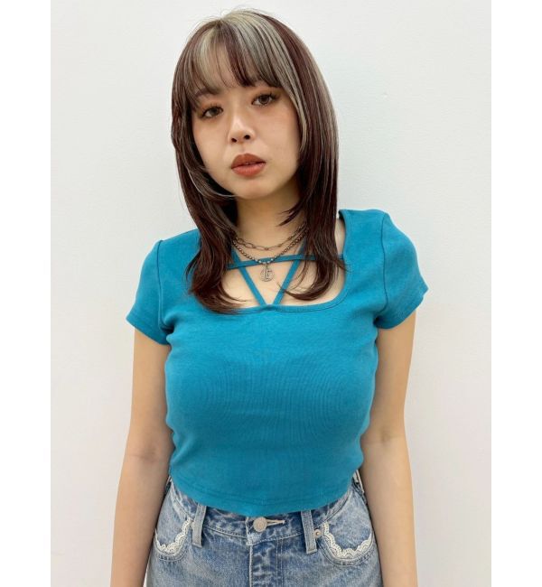 EVRIS「デコルテデザインショートトップス」|Tシャツ・カットソー|
