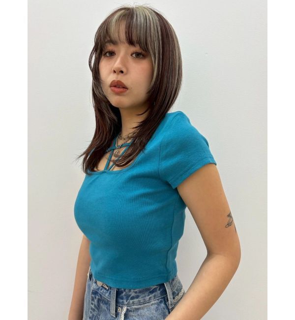 EVRIS「デコルテデザインショートトップス」|Tシャツ・カットソー|