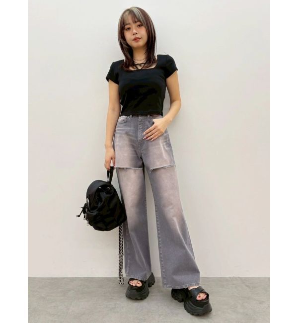 EVRIS「デコルテデザインショートトップス」|Tシャツ・カットソー|