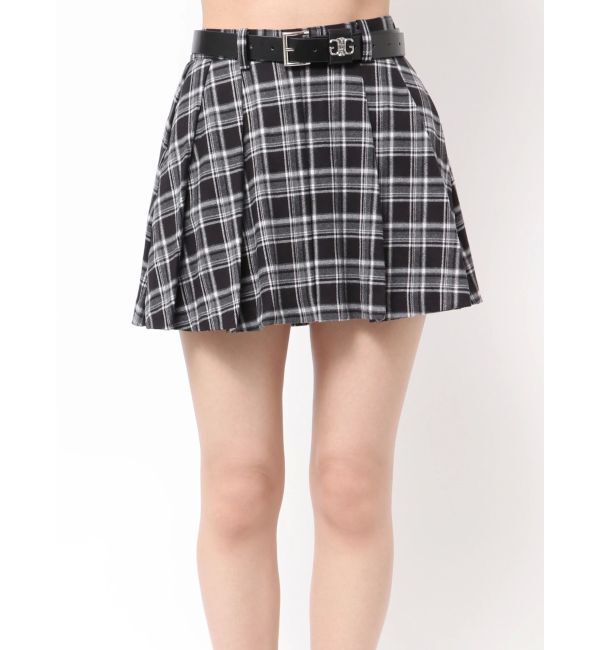 GYDA「ベルトSETチェックプリーツスカートライクショートパンツ」|スカート|