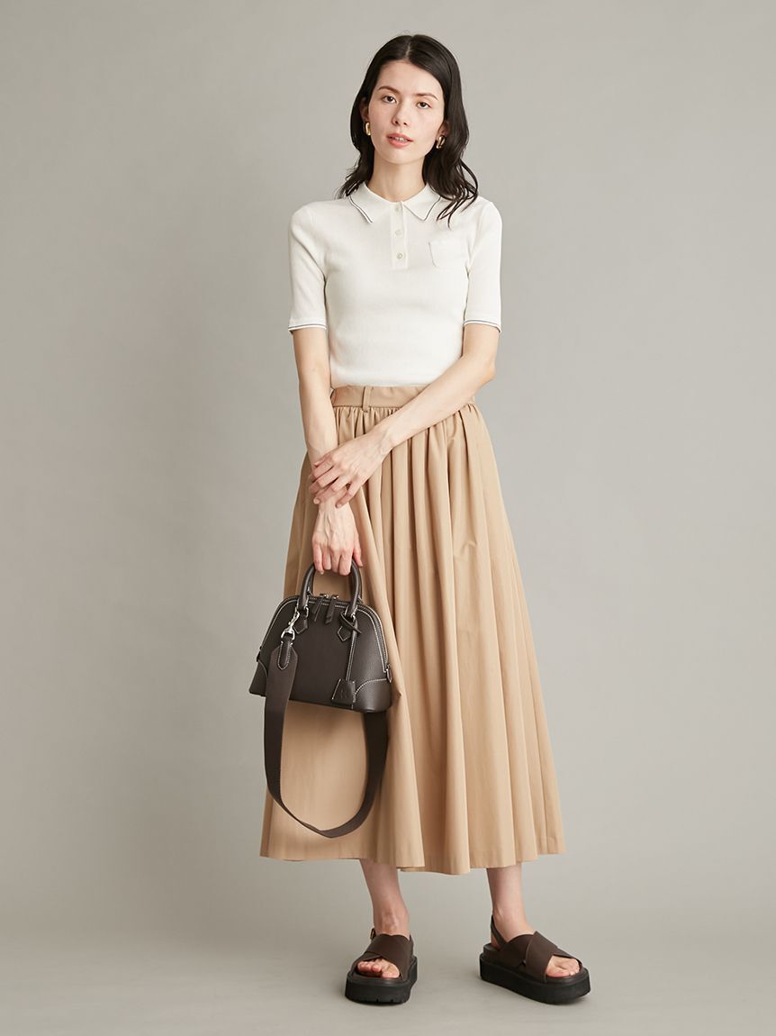 Mila Owen「【WEB限定カラー】【ウォッシャブル】シアーリブポロニット」|ポロシャツ|