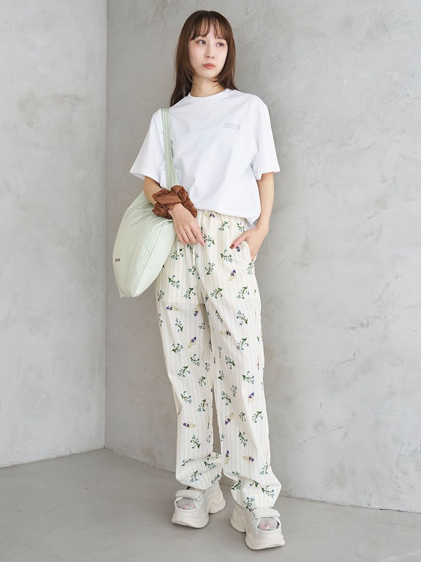 emmi atelier「【emmi&times;NYBG】ストライプリラックスパンツ【セットアップ対応】/ウォッシャブル」|チノ|