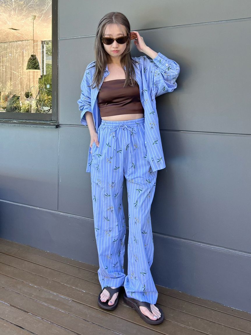 emmi atelier「【emmi&times;NYBG】ストライプリラックスパンツ【セットアップ対応】/ウォッシャブル」|チノ|