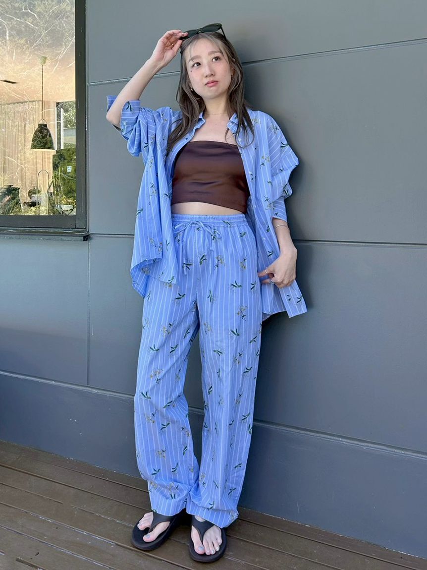 emmi atelier「【emmi&times;NYBG】ストライプリラックスパンツ【セットアップ対応】/ウォッシャブル」|チノ|